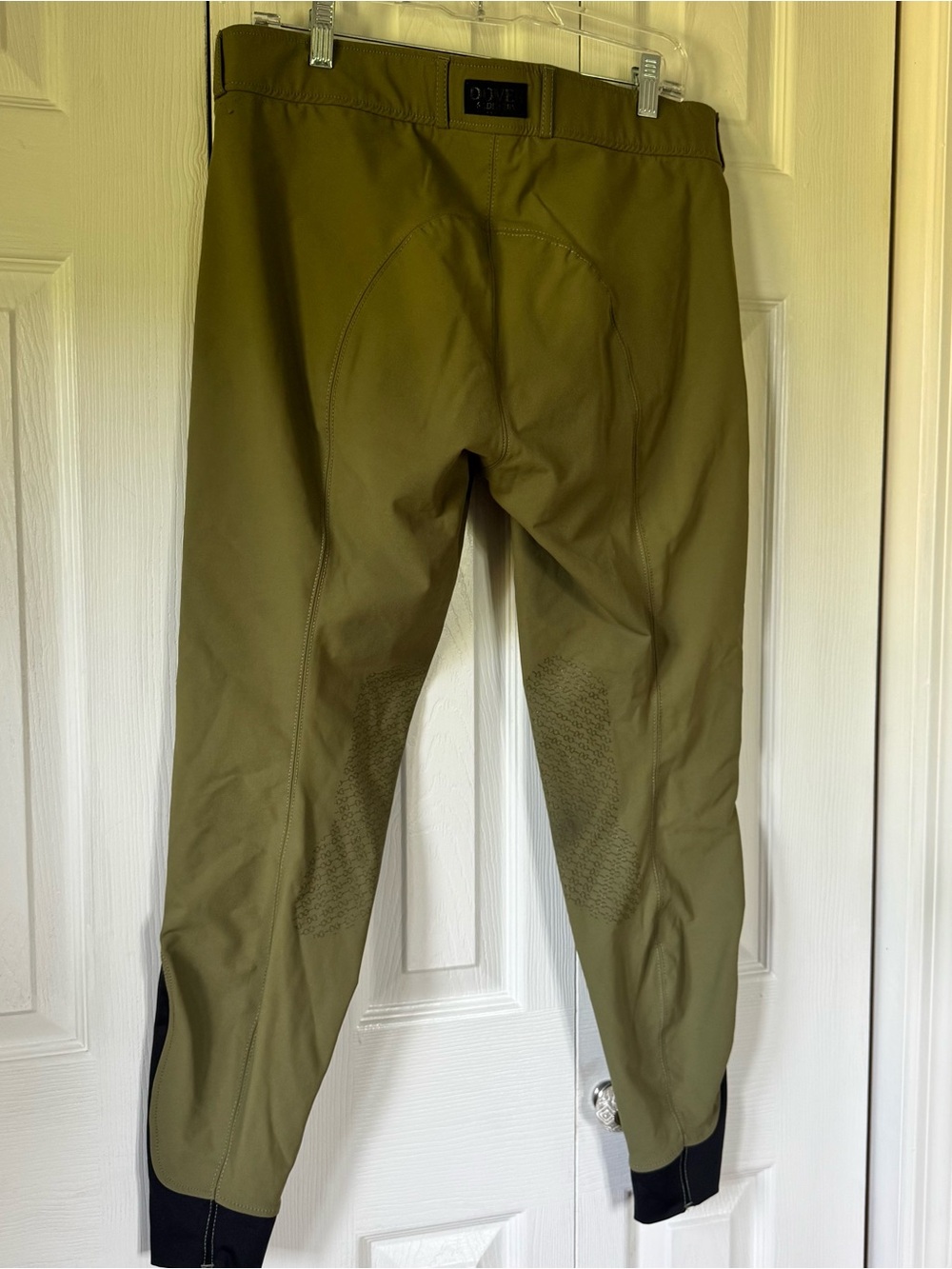 Women’s Olive Riding Breeches with Contrast Ankle Panels - Picture 3 of 8